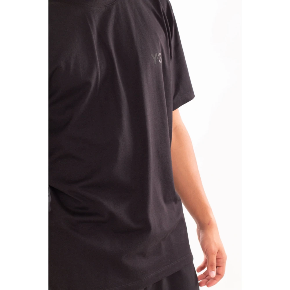 Y-3 Zwart Borstlogo Korte Mouw Tee Black Heren