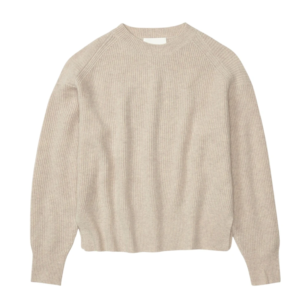 Closed Merinowol Ribgebreide Ronde hals Trui Beige Dames