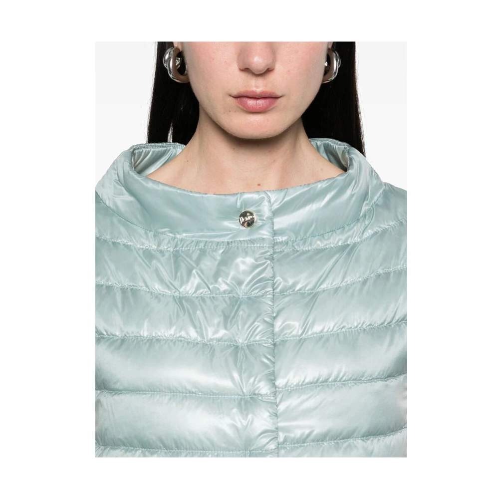 Herno Lichtblauwe kraagloze bovenkleding met zakken Blue Dames