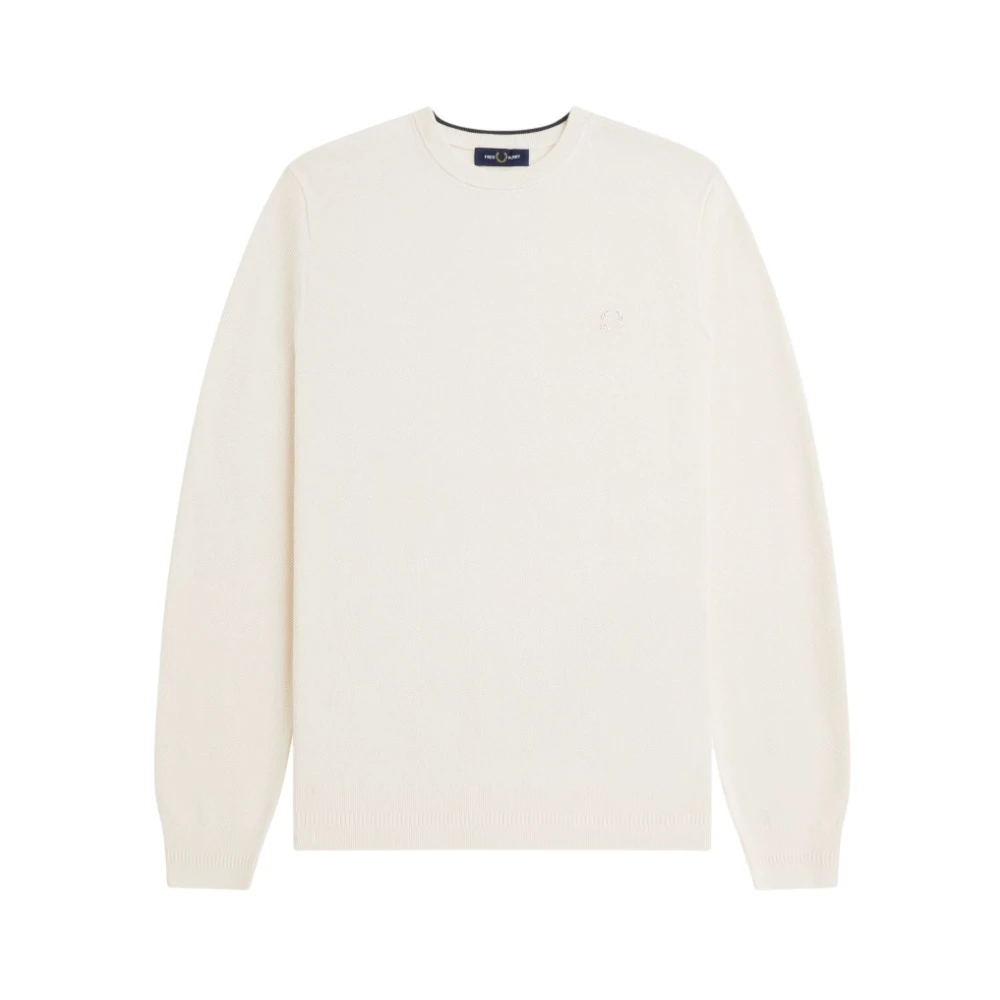 Fred Perry Pique Stitch Jumper - Male - Round-Neck Knitwear - Beige - M - Knitwear