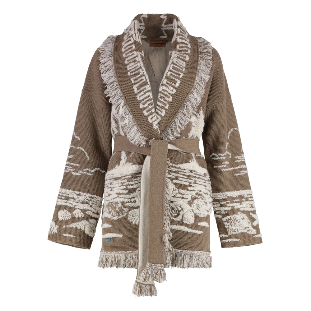 Alanui Zijde Wol Kasjmier Shawl Kraag Vest Beige Dames