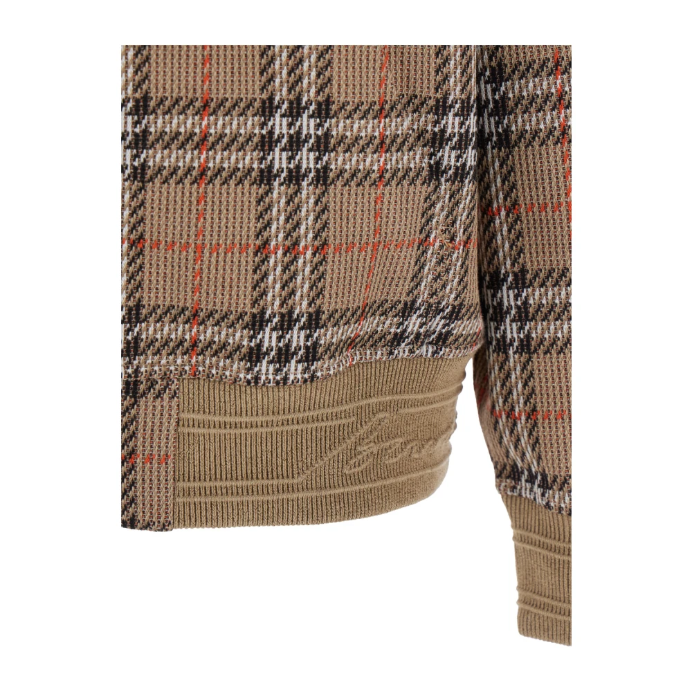 Burberry Beige Geribbelde Hoodie met Vintage Check Motif Beige Heren