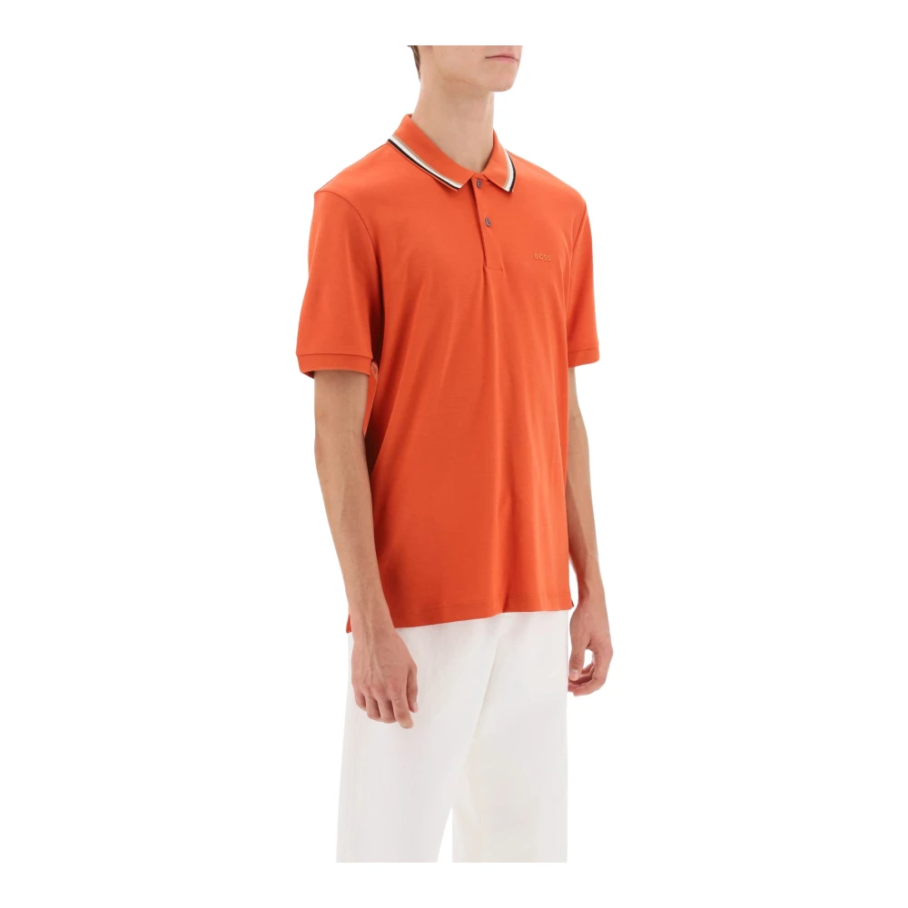 Boss Slim Fit Gepolijst Katoenen Polo Shirt Orange Heren
