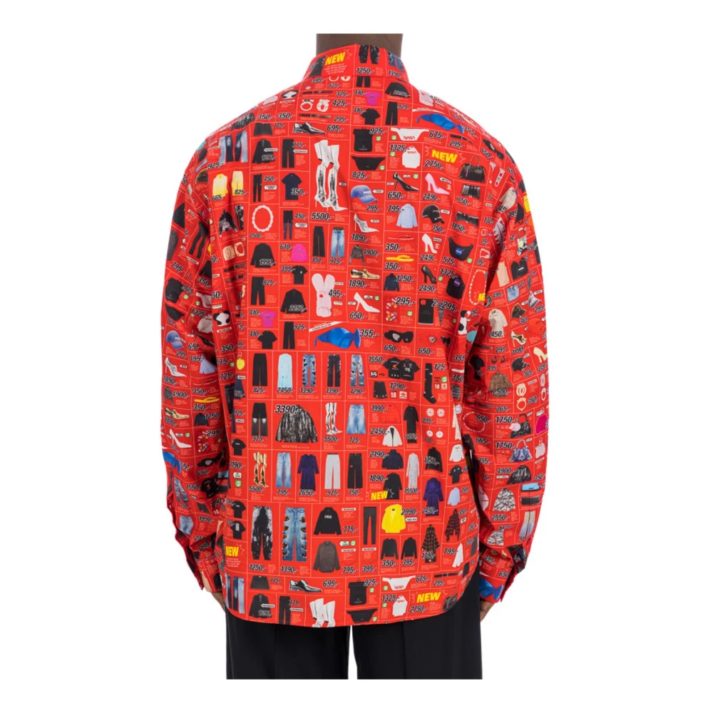 Balenciaga Gedrukt Herenoverhemd All-Over Prijzen Red Heren