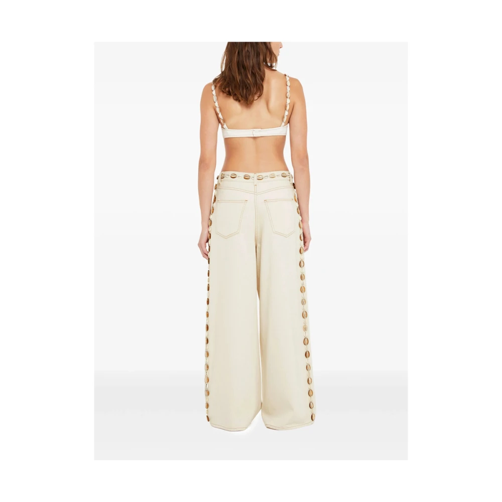 Alanui Witte Jeans met Zakken en Knopen Beige Dames