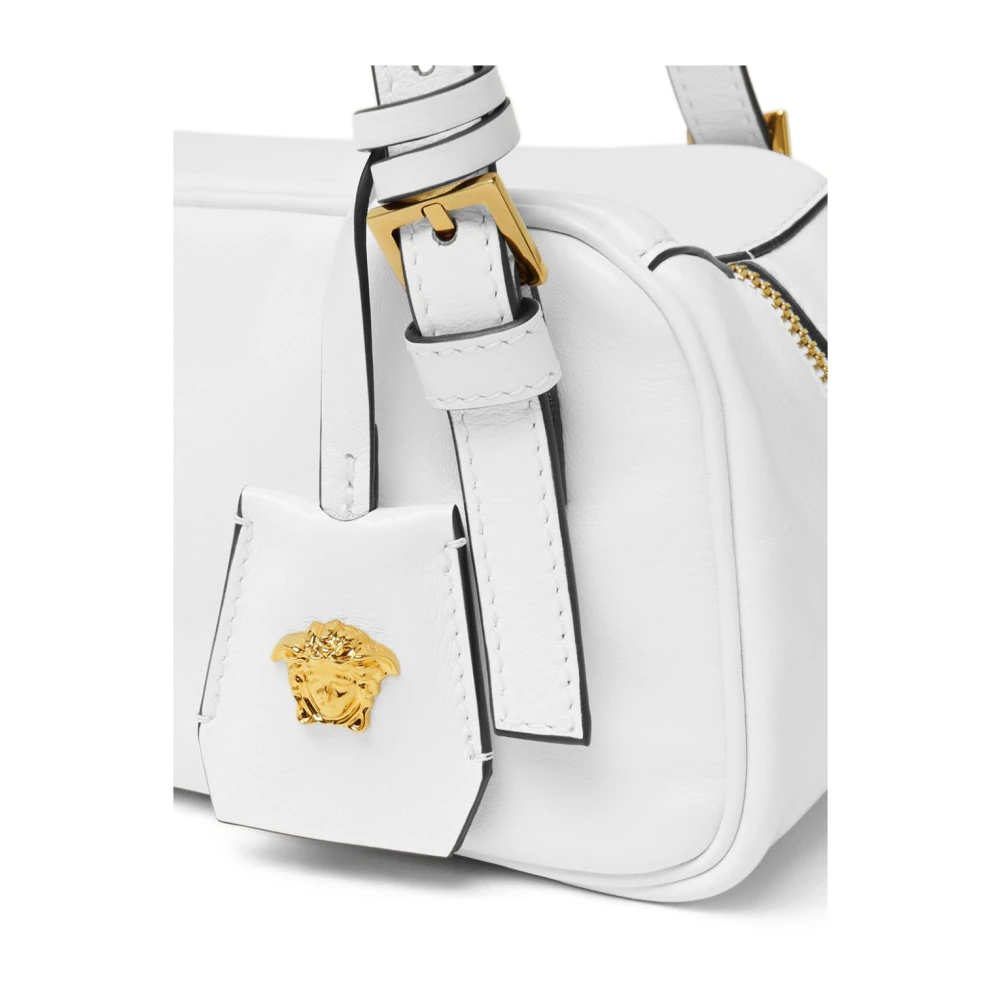 Versace Witte Lamsvacht Handtas met Gouden Accenten White Dames