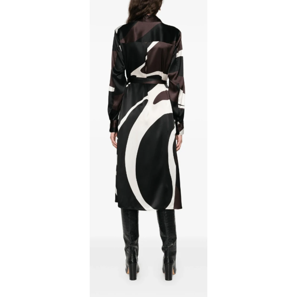 Kiton Zijden midi-jurk met abstract patroonprint Black Dames