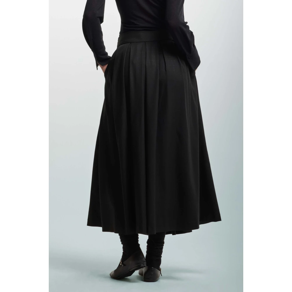 Kocca Flared Midi Skirt with Pleats Black Dames