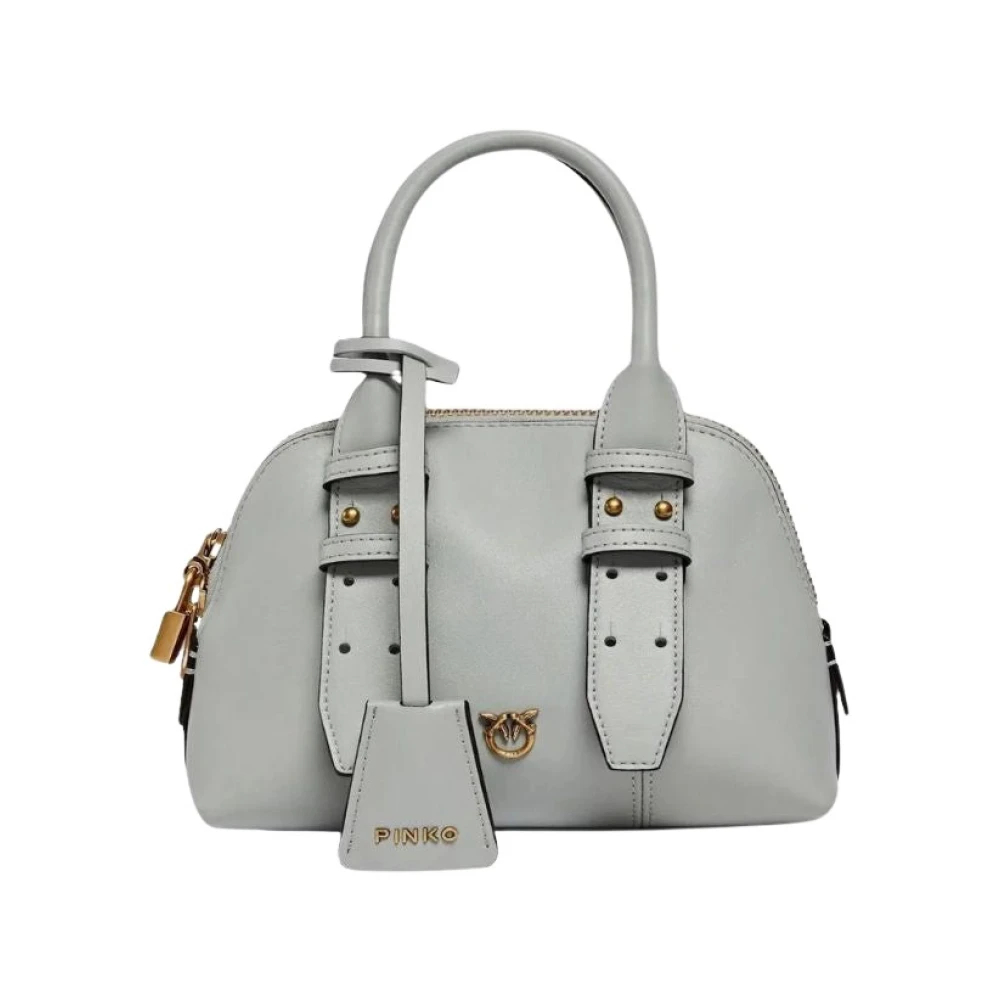 Pinko Vrouw Grijs Tassen Dames, One Size, Katoen, Bowling Bag Zip Mini