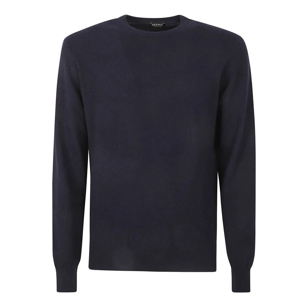Z Zegna Luxe Cashmere Crew Neck Sweater Blue Heren
