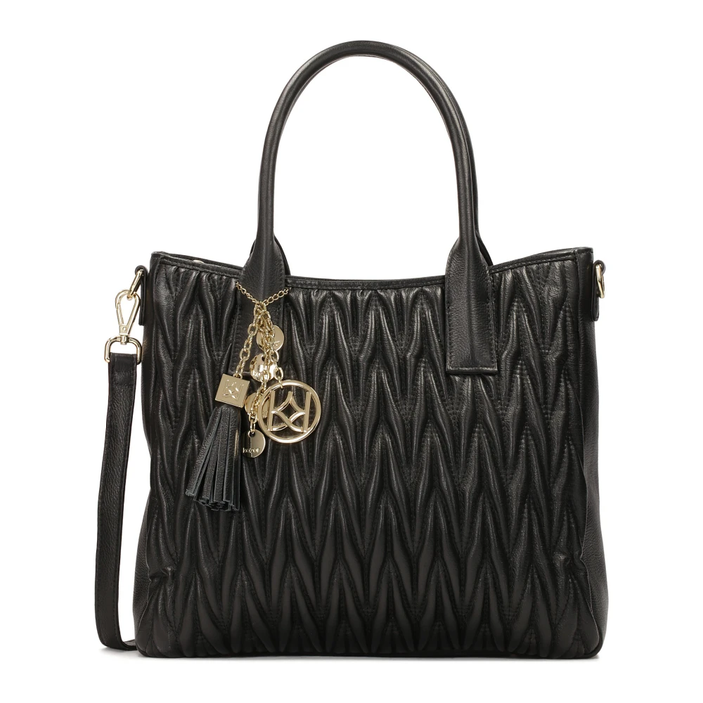 Kazar Gewatteerde handtas met handgrepen en sleutelhanger Black Dames