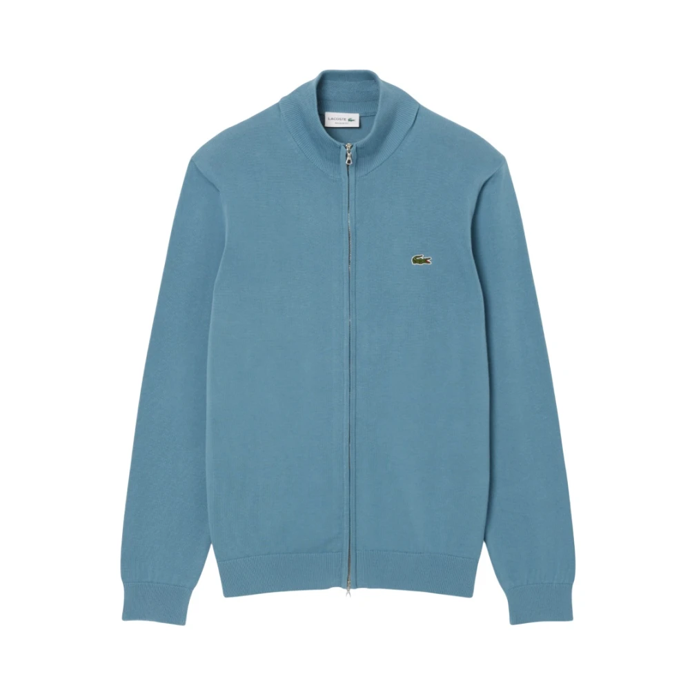 Lacoste Men's Blue Zip-Up Sweatshirt Sporty Style