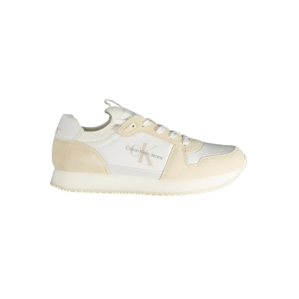 Calvin Klein Men's White Polyester Sneakers With Contrast Details