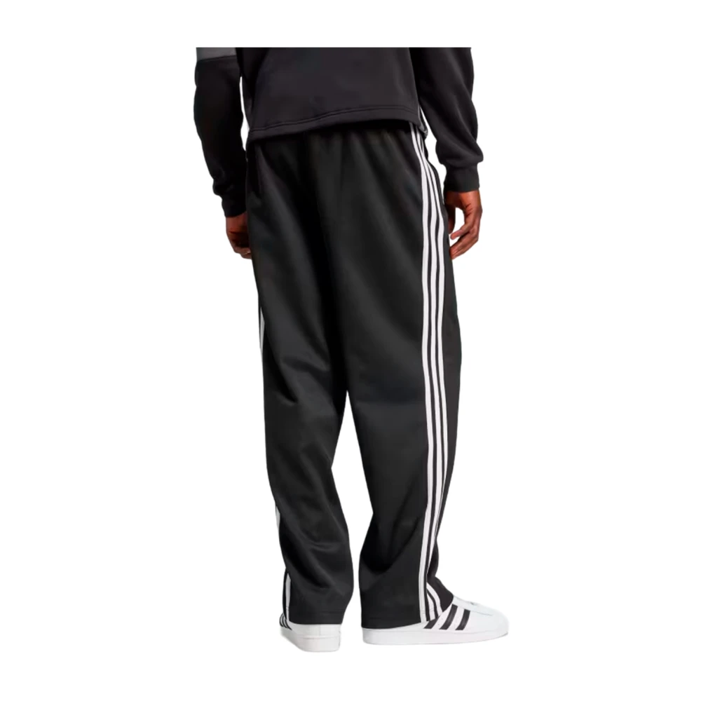 Adidas Casual Piqué Broek met Iconische Strepen Black Heren