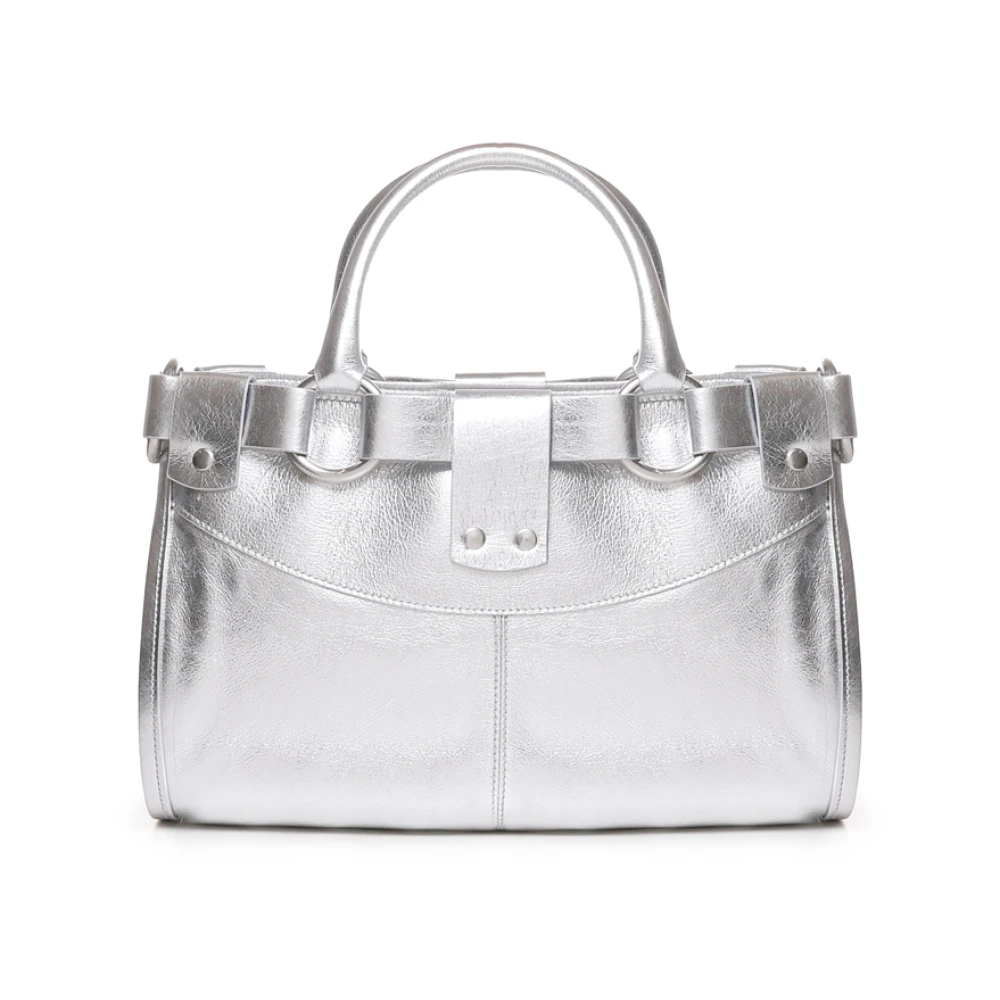 Biasia Metallic Silver Leren Schoudertas Gray Dames