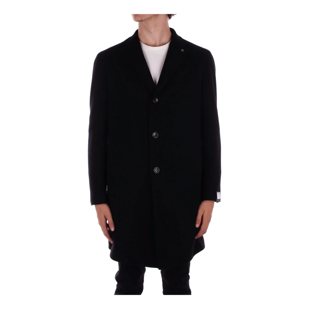 Tagliatore Zwarte Wol Kasjmier Jas Black Heren