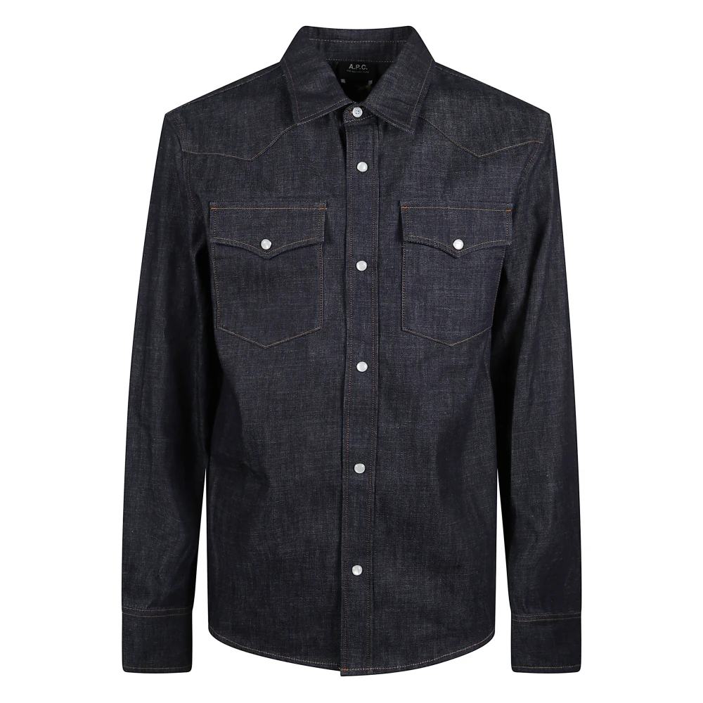 A.p.c. Men's Blue Denim Shirts, M, Western Shirt