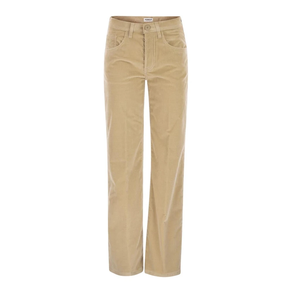 Dondup Vrouw Beige Broeken Dames, W30, Corduroy Straight Leg Broek