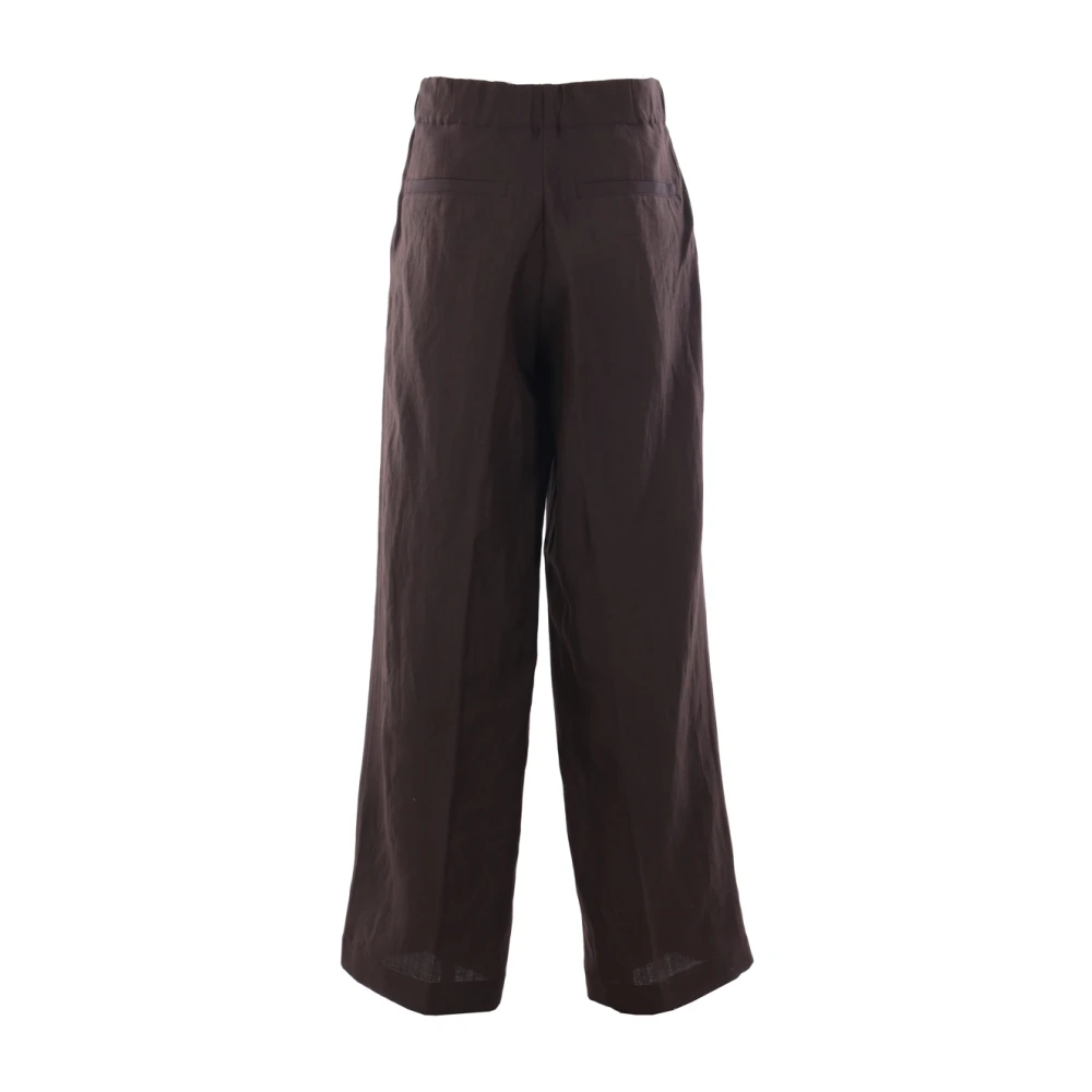 Dries Van Noten Wijde Pijp Linnen en Wol Broek Brown Heren