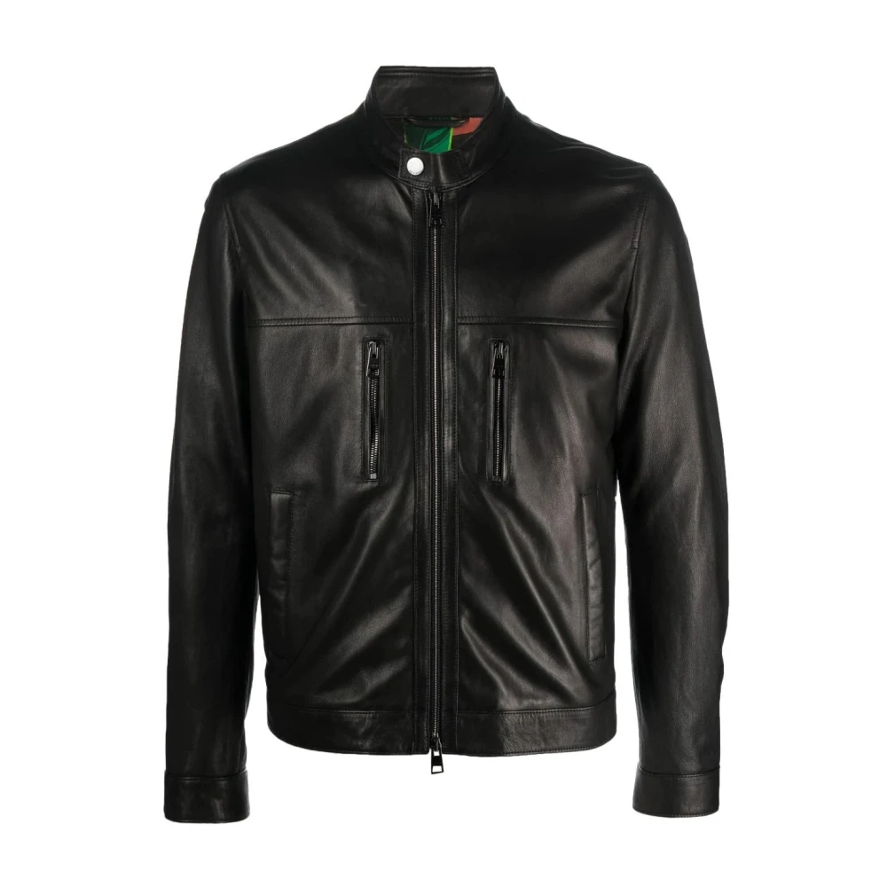 ETRO Leather Jackets Black Heren