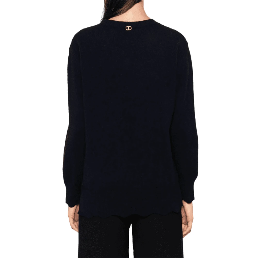 Twinset Blauwe Gebreide Trui Klassiek Ontwerp Blue Dames