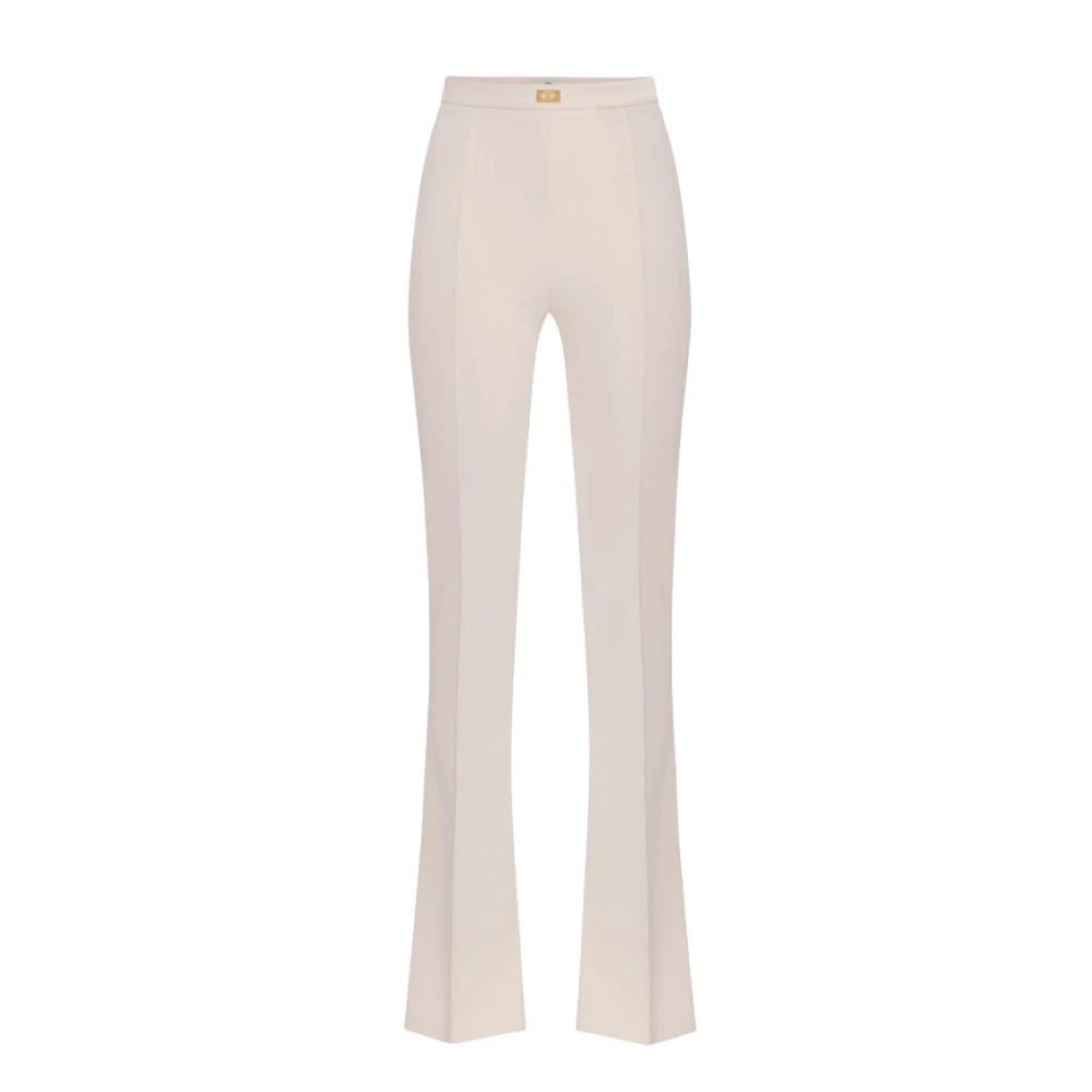 Elisabetta Franchi Gouden Flared Crêpe Broek Beige Dames
