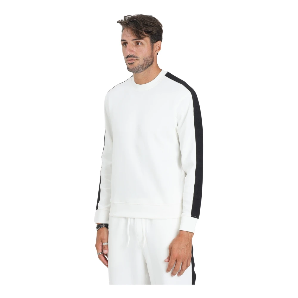 Armani Exchange Men's Beige Sweatshirts, Xl, White Crewneck Jumper Modern Style