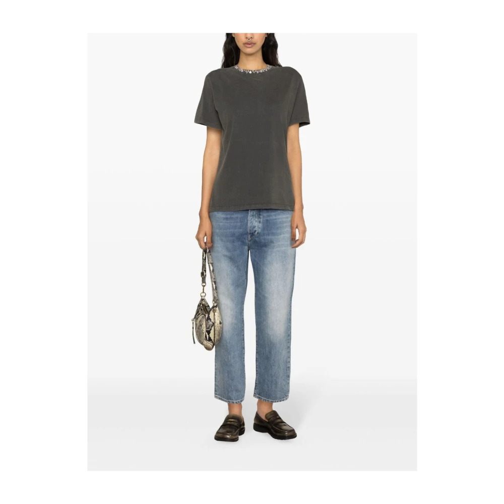 Golden Goose Grijze T-shirts en Polo`s met Kristallen Versiering Gray Dames