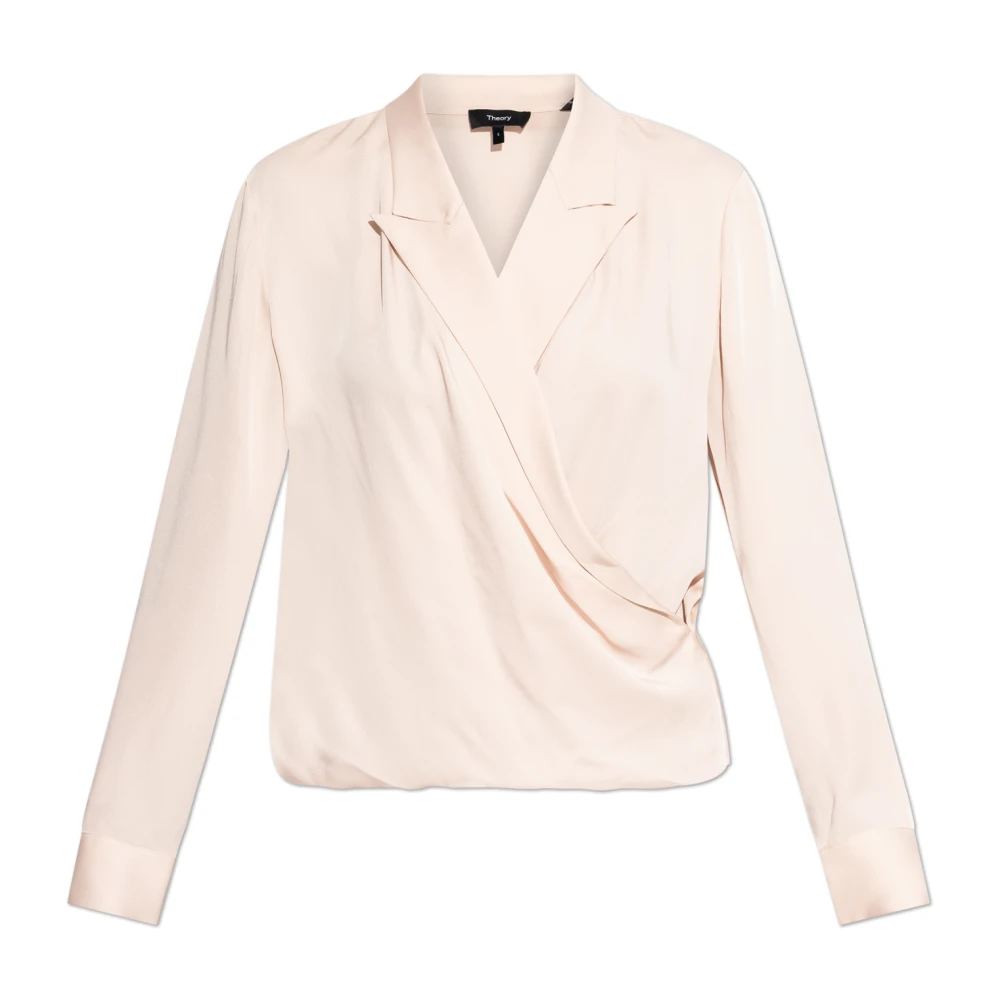 Theory Zijden V-hals top Pink Dames
