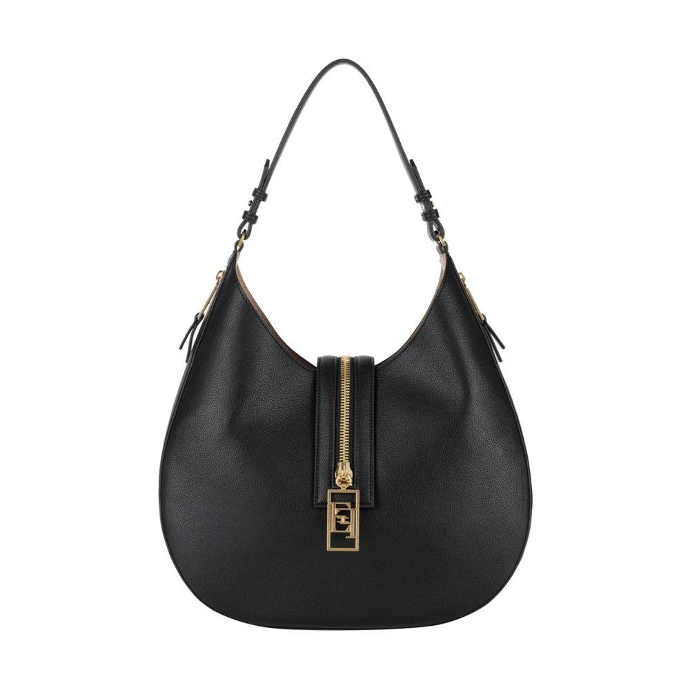Elisabetta Franchi Zwarte Hobo Tas voor Stijlvolle Vrouwen Black Dames