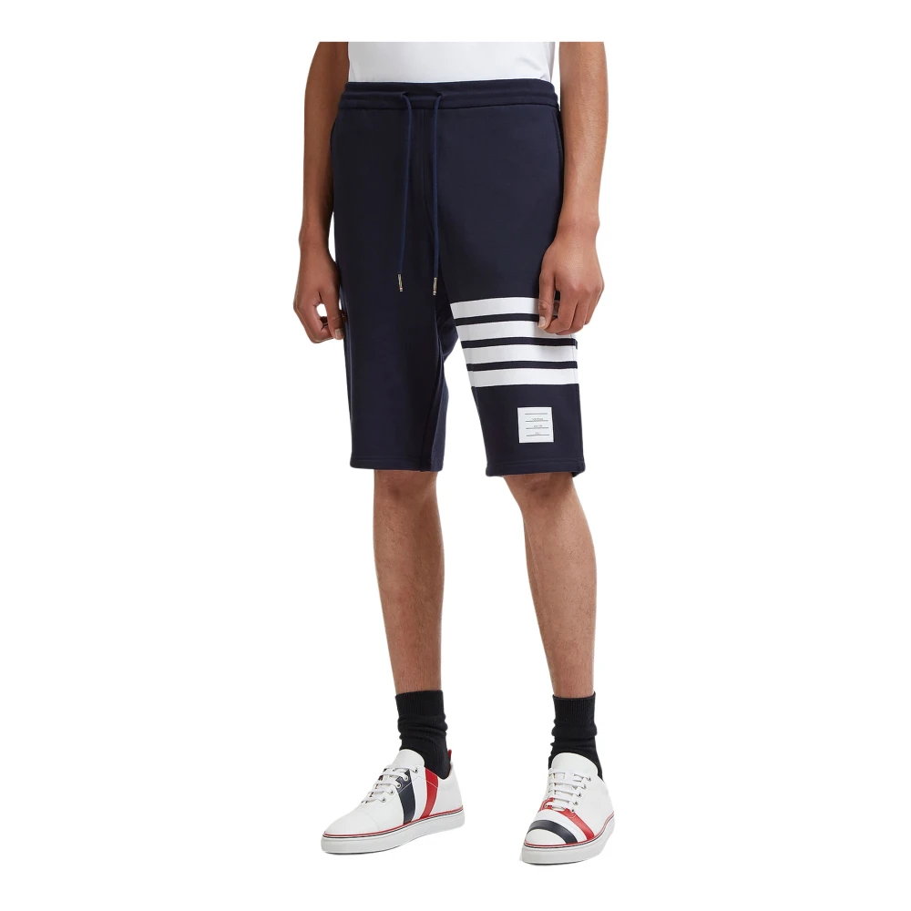 Thom Browne Jersey Sweat Shorts met Four Bar Motif Blue Heren