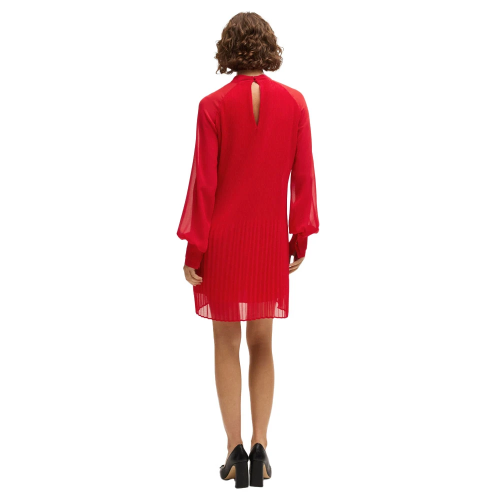 Hugo Boss Geplooide Jurk met Doorschijnende Mouwen Red Dames