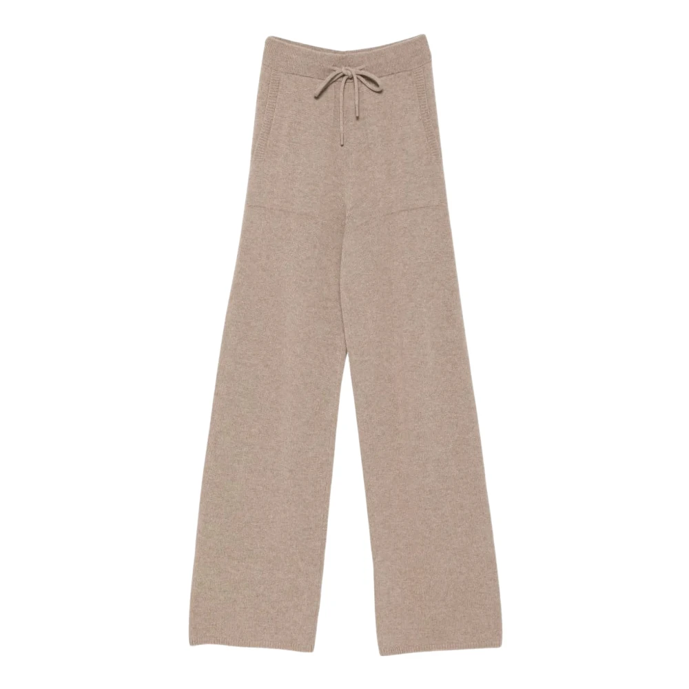 Max Mara Mxmfiabe Knit Trousers - Female - Wide Trousers - Beige - Xs - Trousers