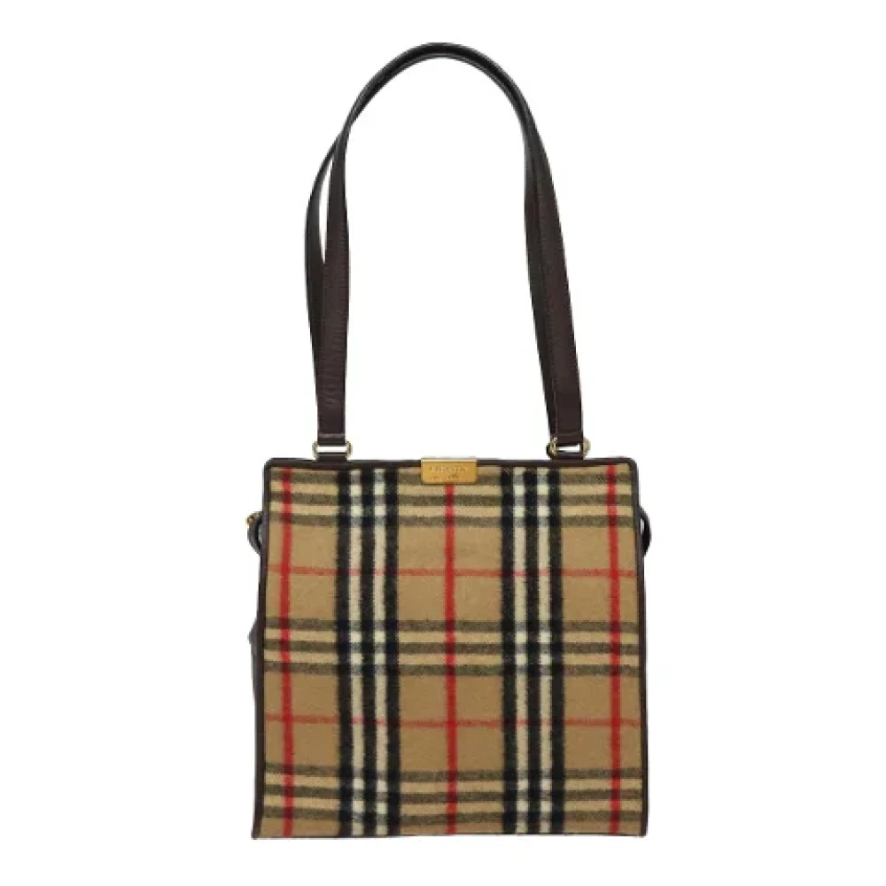 Burberry Vintage Pre-owned Wool shoulder-bags Beige Dames