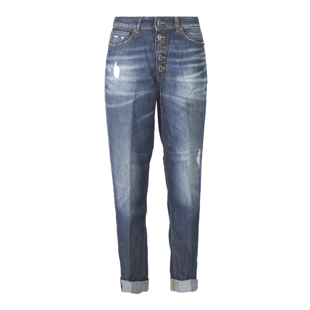 Dondup Donkere denim rechte jeans Koons model Blue Dames