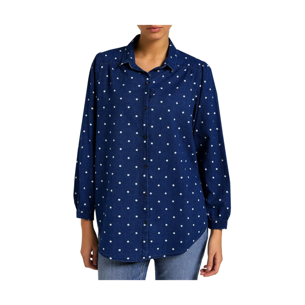 Lee Polkadot Katoenen Lange Mouw Shirt Blue Dames