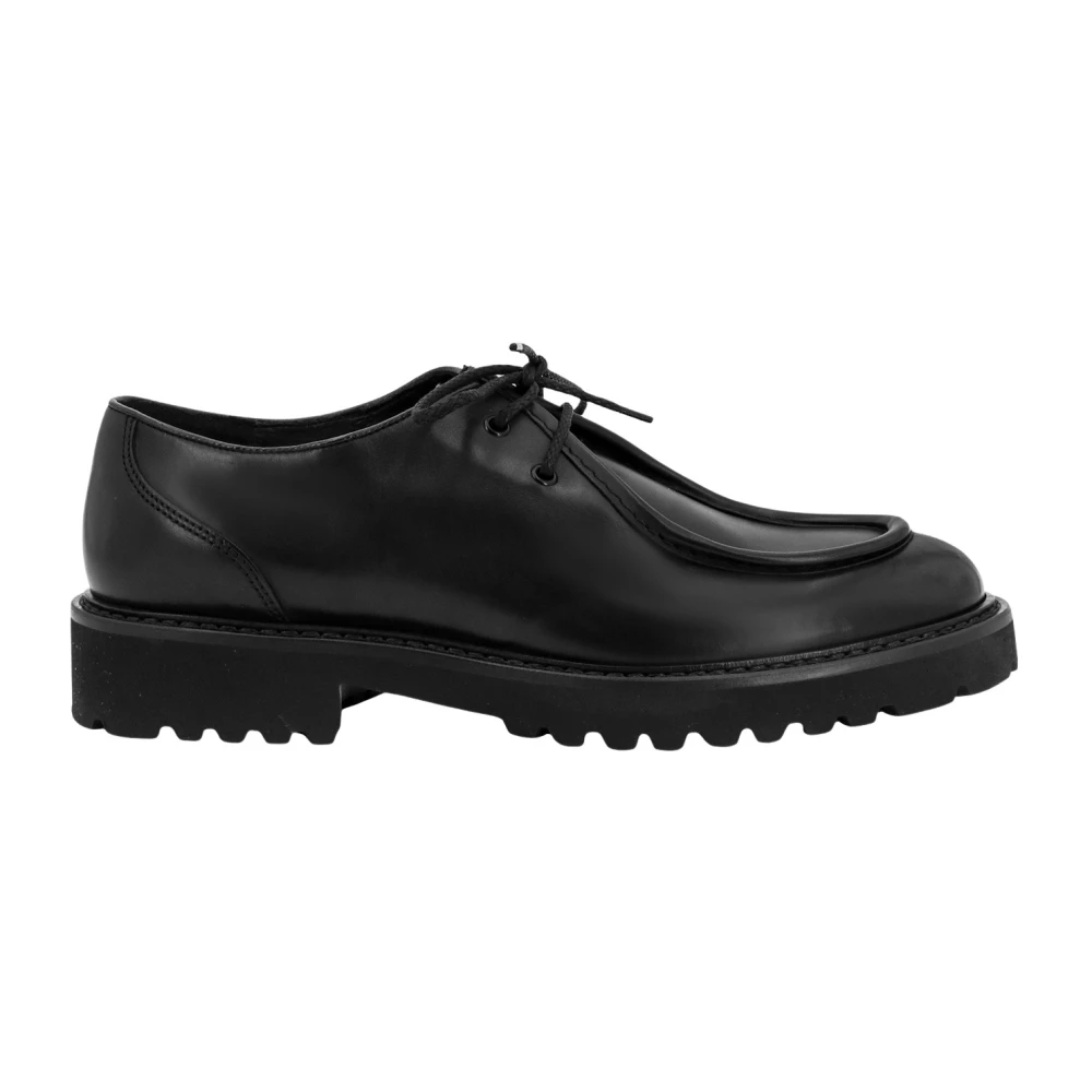 Doucal's Zwarte Leren Veterschoenen Aw23 Black Heren