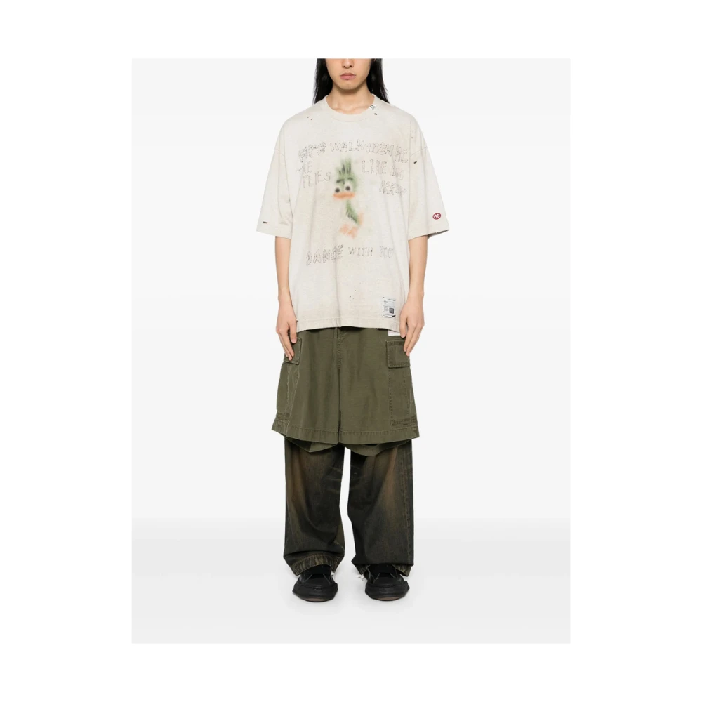 Mihara Yasuhiro Grafische Print Crew Neck T-shirt Gray Heren