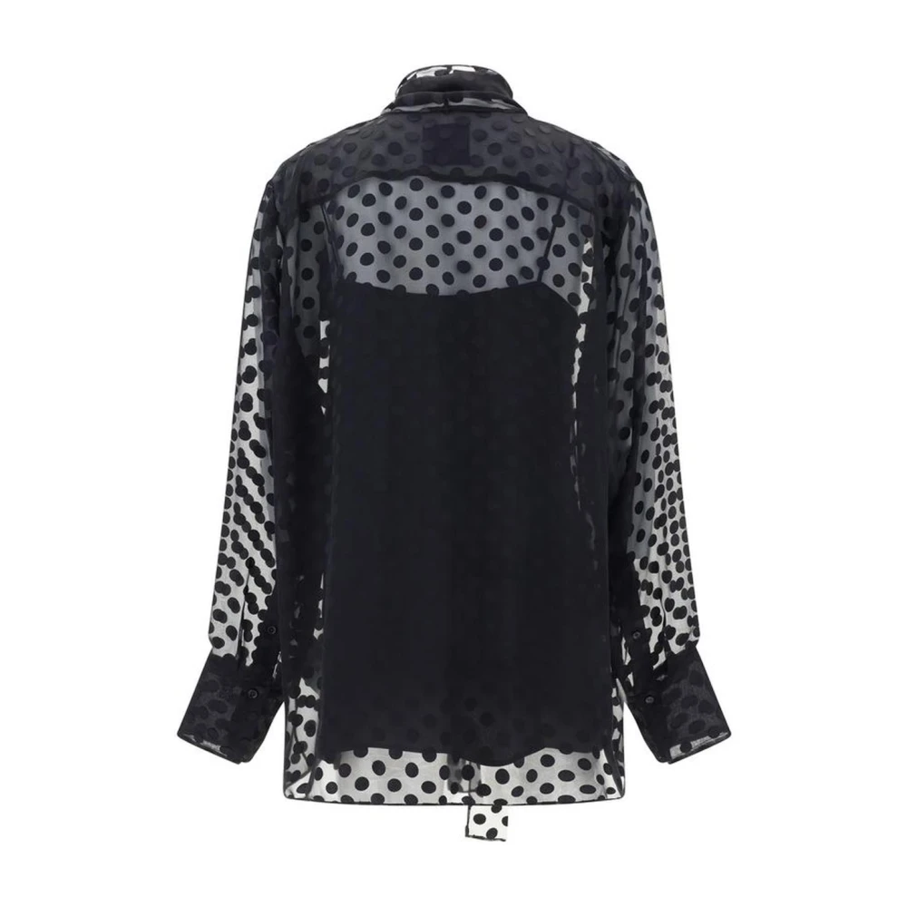Givenchy Satijnen Blouse met Polka Dot en Lavalliere Black Dames