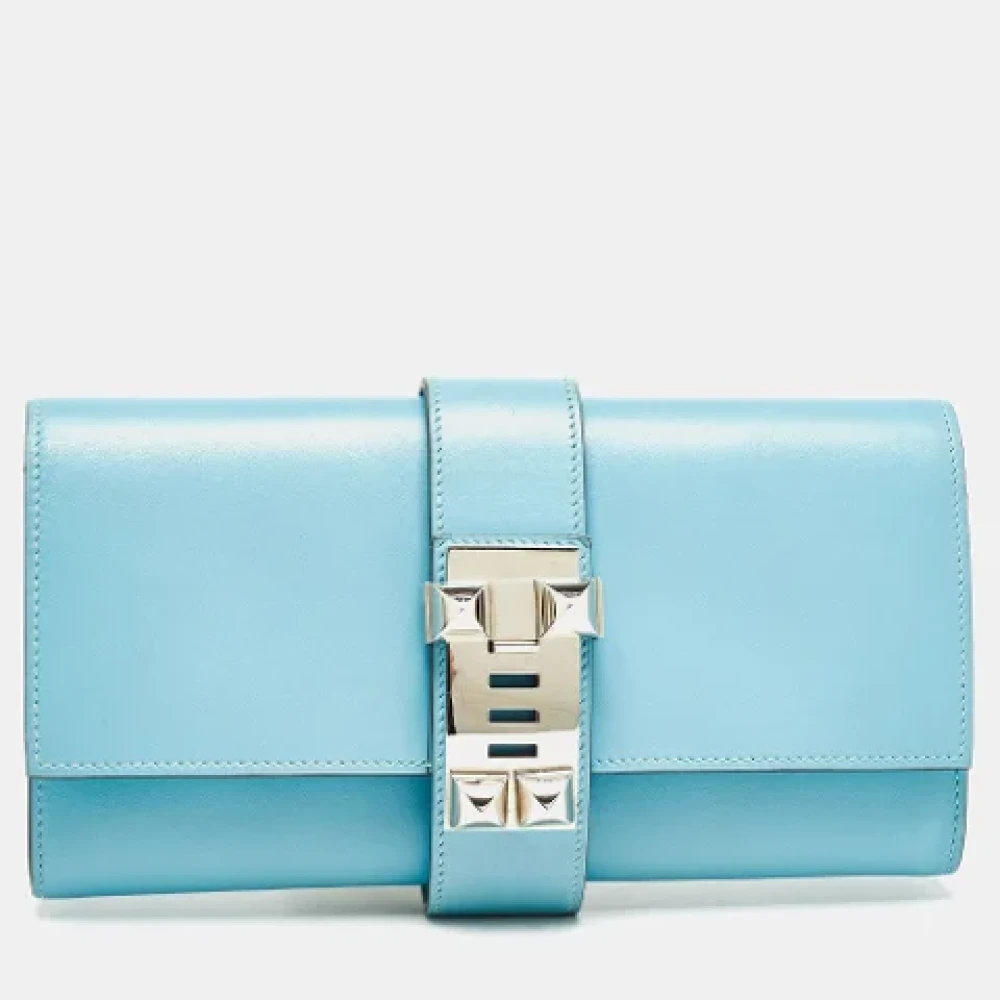 Hermès Vintage Pre-owned Leather clutches Blue Dames