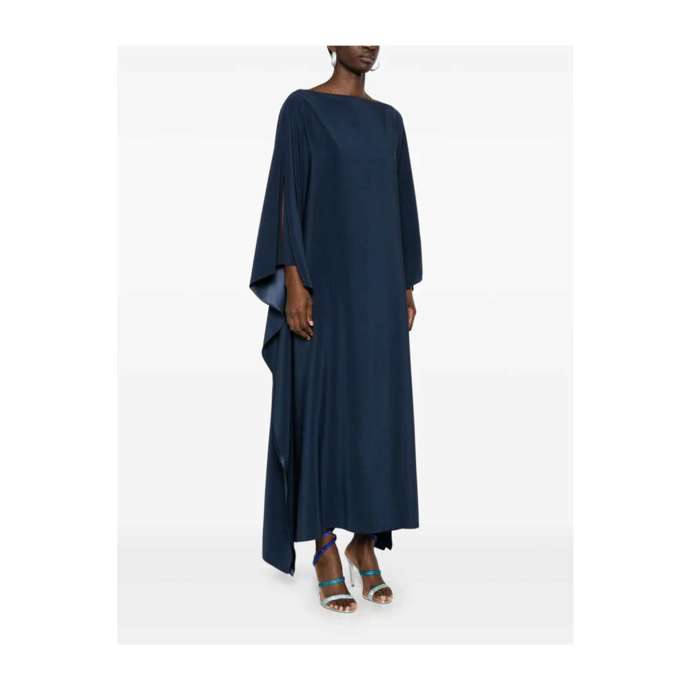 Gianluca Capannolo Navy Blue Boat Neck Kaftan Jurk Blue Dames