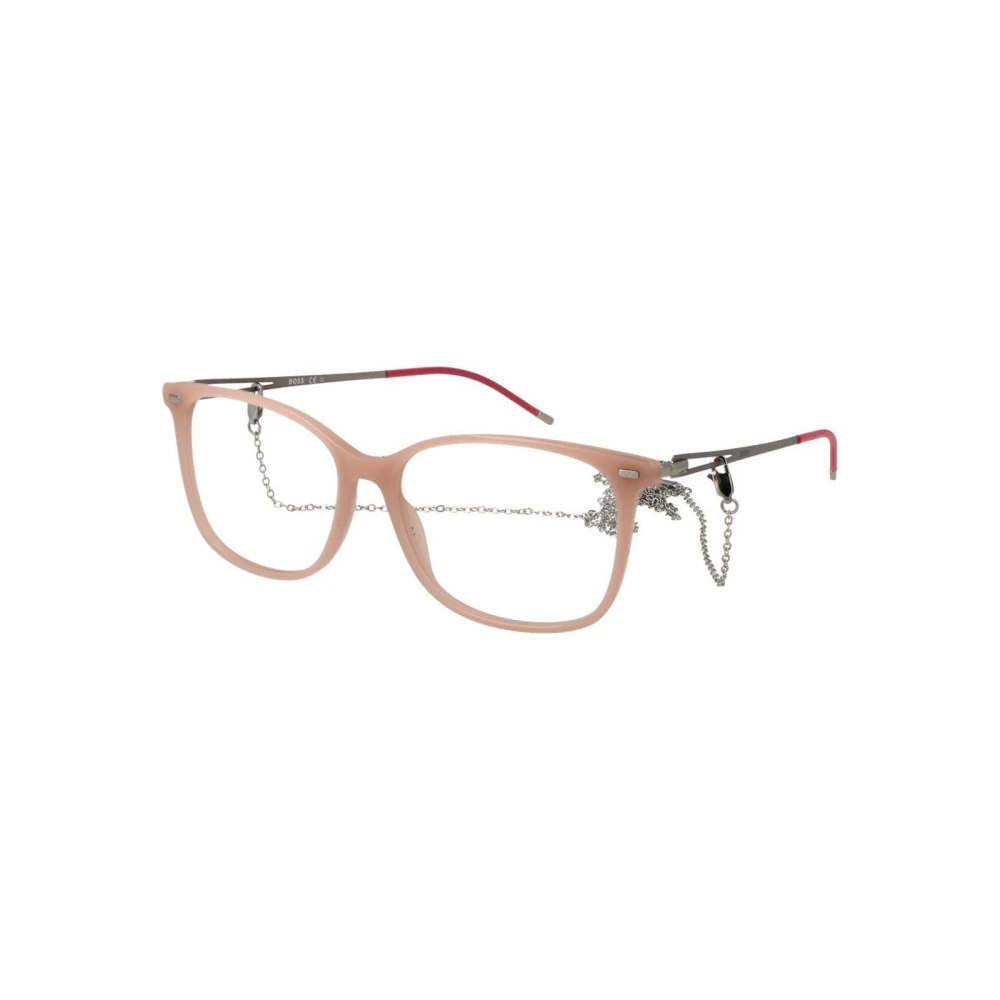 Hugo Women's Cream Rectangle Optical Frames With Chain