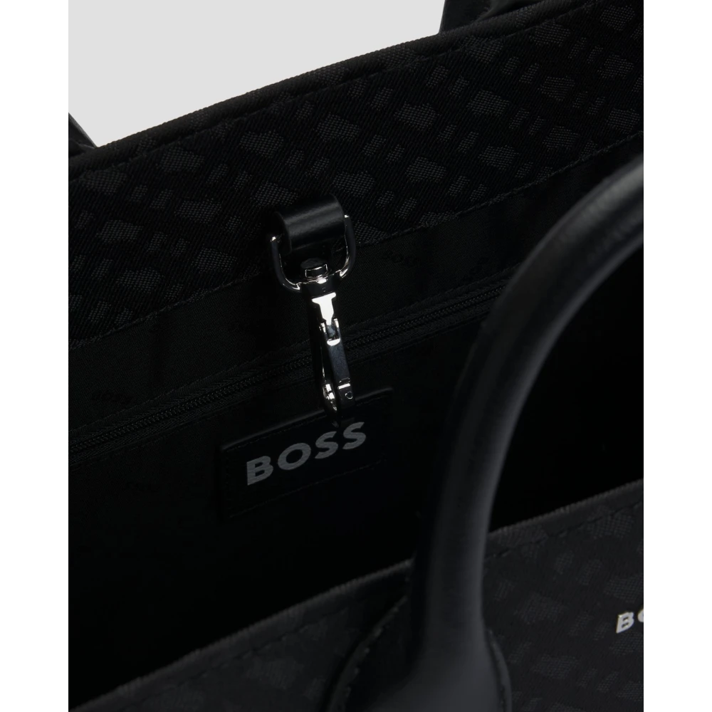 Hugo Boss Elegante Tote Tas met Monogramdetails Black Dames