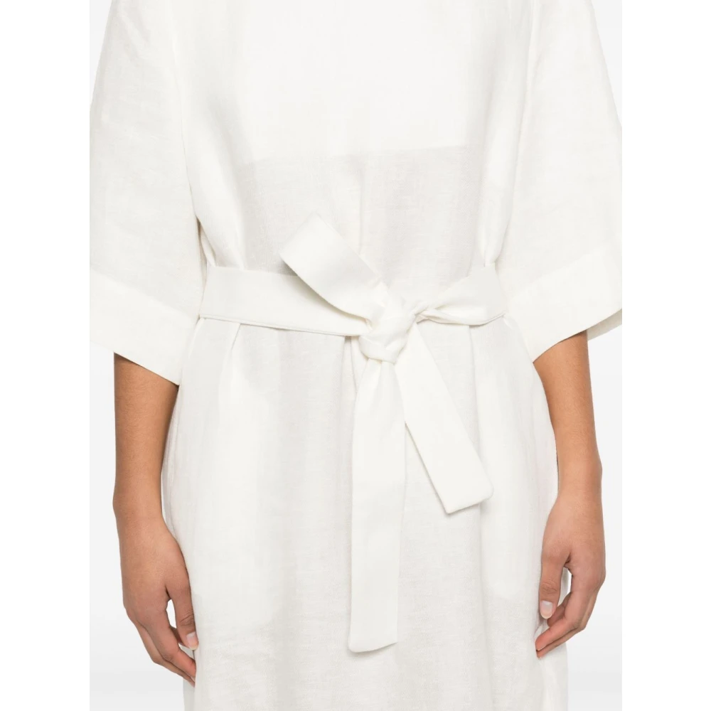 P.a.r.o.s.h. V-hals Crème Jurk met Zakken Beige Dames