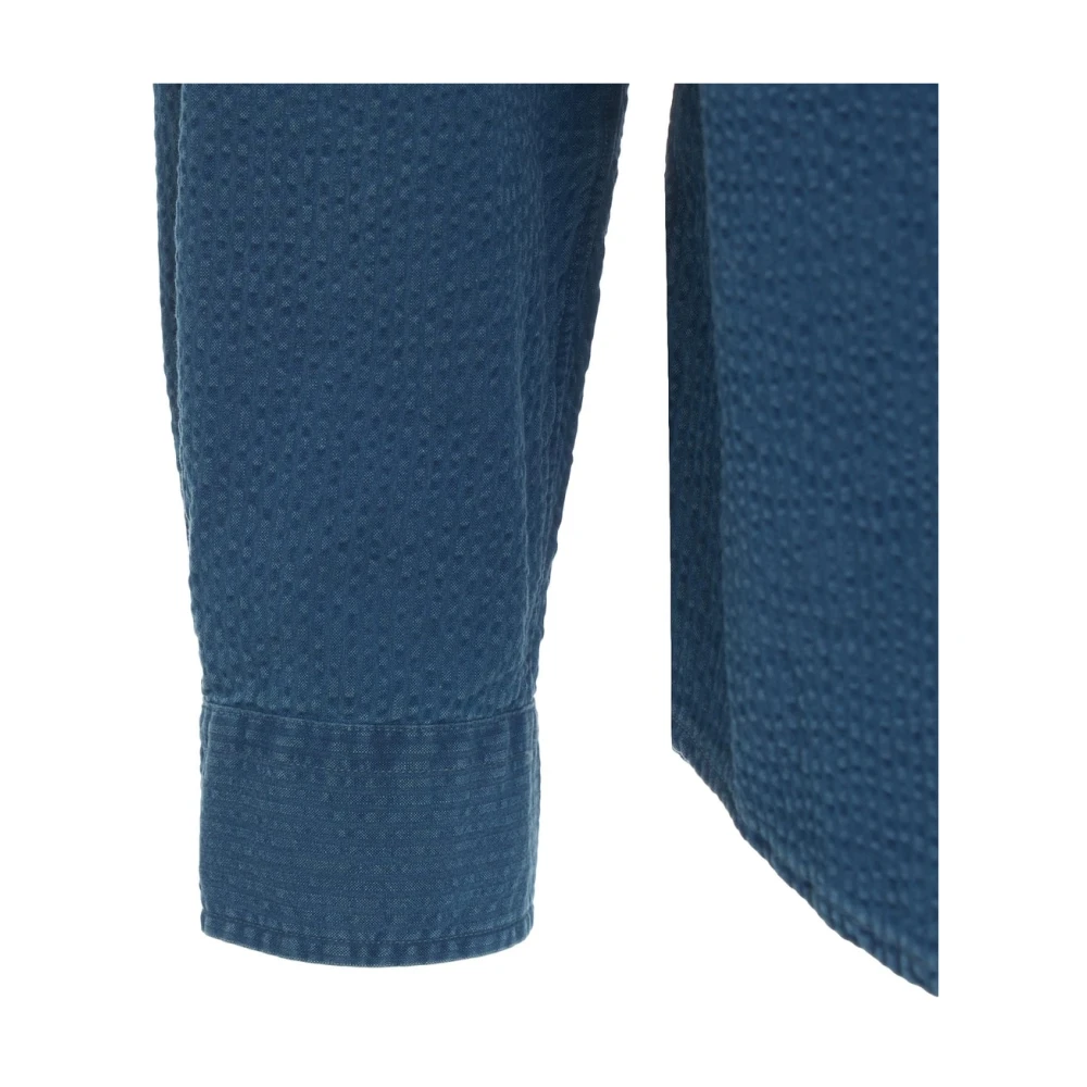 Polo Ralph Lauren Blauwe Textuur Denim Overhemd Blue Heren