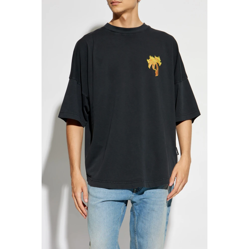 Palm Angels T-shirt met bedrukt logo Black Heren