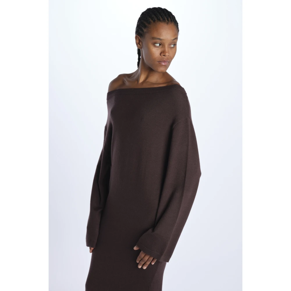 Birgitte Herskind Bruine Boothals Gebreide Jurk Brown Dames