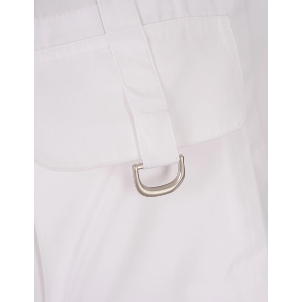 Off White Witte Katoenen Crop Shirt met Metalen Details White Dames