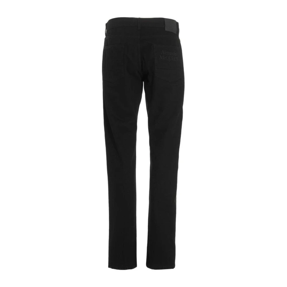 alexander mcqueen Zwarte Logo Geborduurde Casual Jeans Black Heren