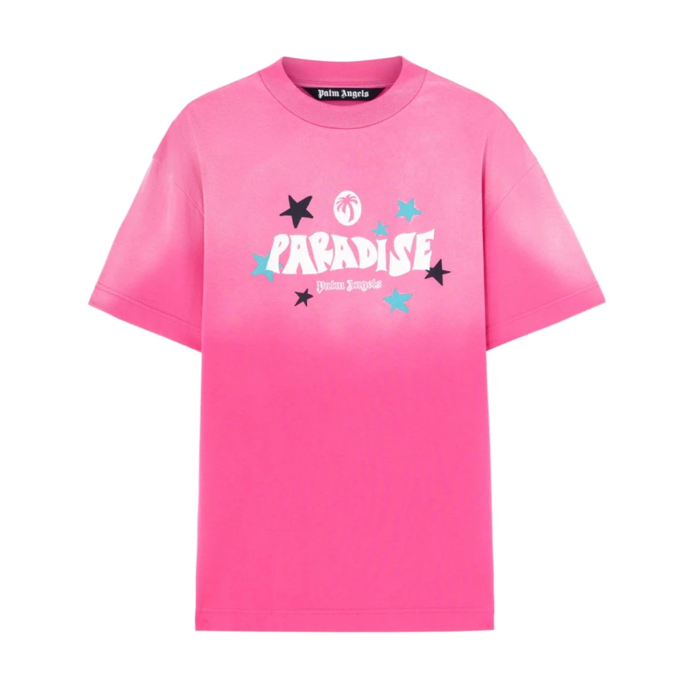Palm Angels Grafische Print Crew Neck T-shirts Pink Heren